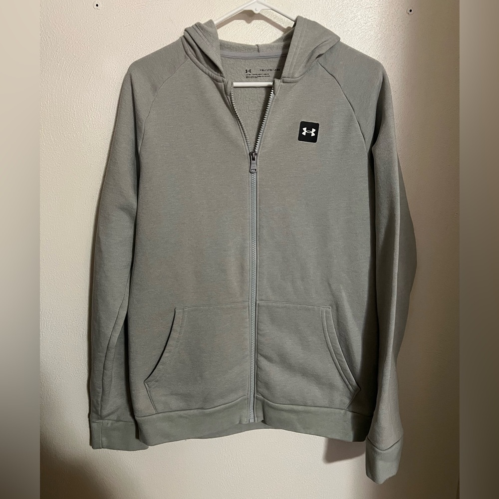 UNDER ARMOUR Activewear Rival Fleece Full Zip Hoodie Jacket Grey Boy's Size XL